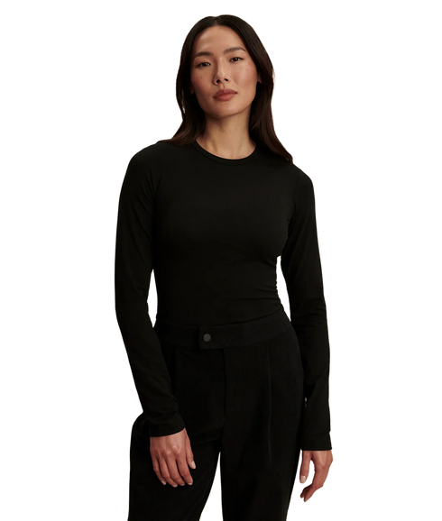 Edna Long Sleeve Fitted Tee - Black