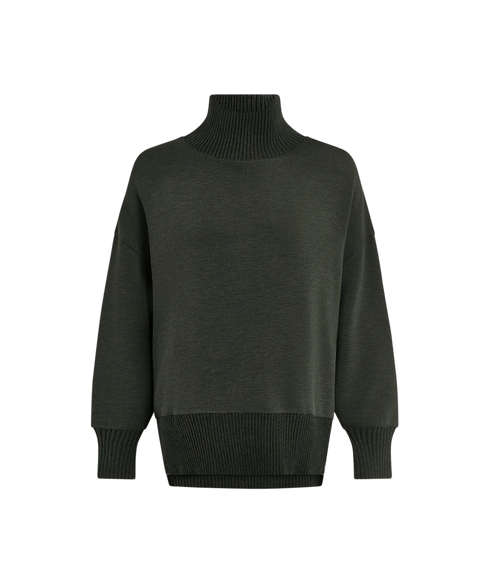 Barker High Neck Sweat - Olive Marl