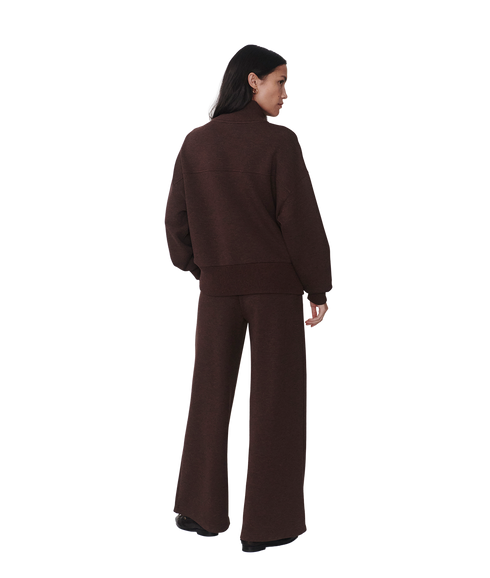 Bronya Button Placket Sweat - Coffee Bean Marl