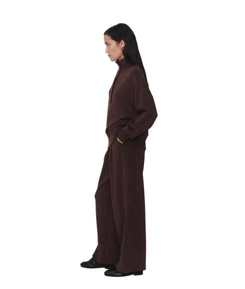 Bronya Button Placket Sweat - Coffee Bean Marl