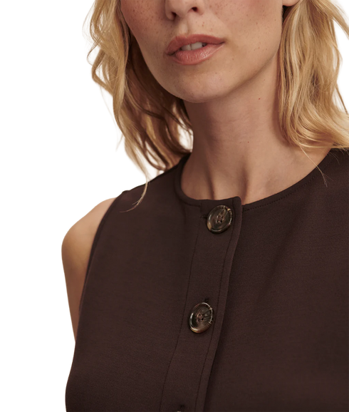 Josie Button Through Tank - Coffee Bean