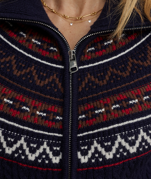 Hubert Zip Through Knit Jacket - Navy