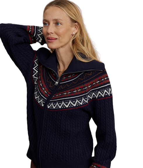 Hubert Zip Through Knit Jacket - Navy