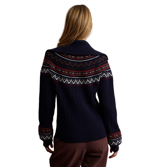 Hubert Zip Through Knit Jacket - Navy