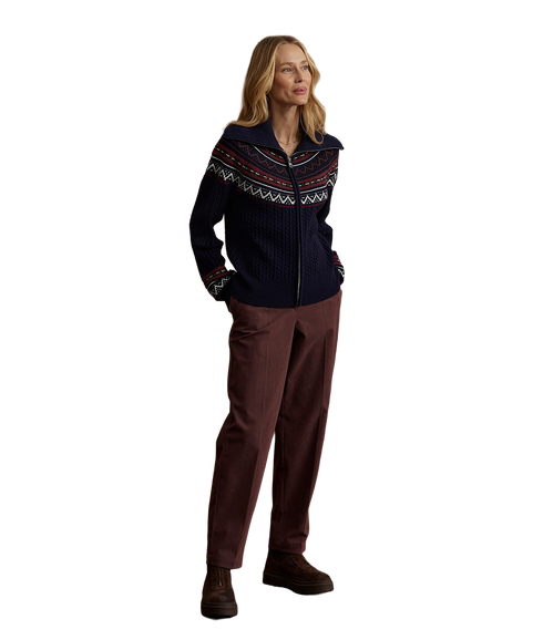 Hubert Zip Through Knit Jacket - Navy