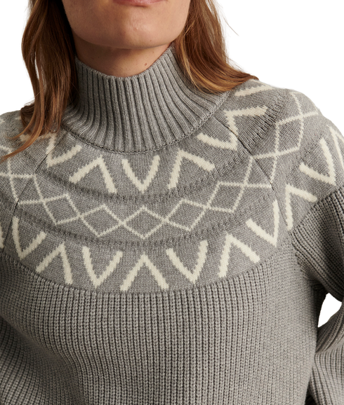 Marcie Fairisle Knit Sweater - Light Grey