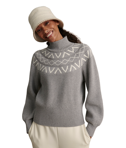 Marcie Fairisle Knit Sweater - Light Grey