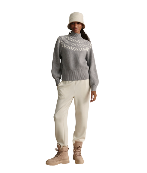 Marcie Fairisle Knit Sweater - Light Grey