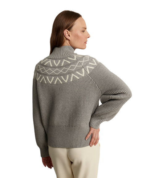 Marcie Fairisle Knit Sweater - Light Grey