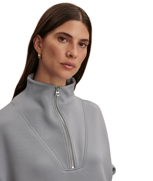 Hawley Half Zip Sweat - Wind Blue