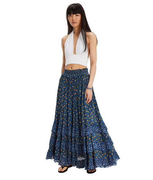 Brynn Printed Maxi Skirt - Chambray Combo