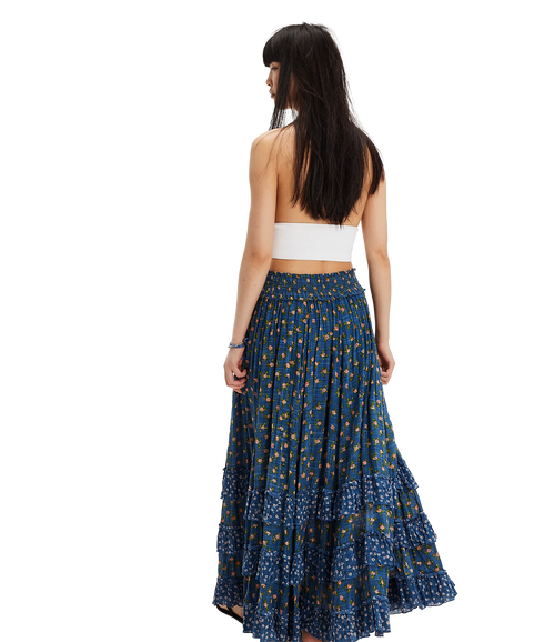 Brynn Printed Maxi Skirt - Chambray Combo