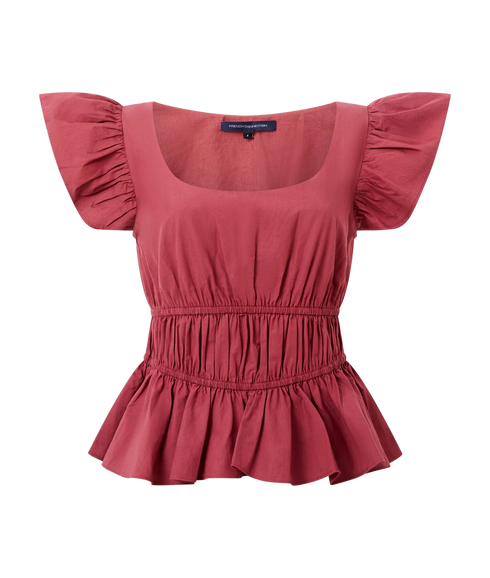 Cambria Cotton Scoop Neck Top - Summer Burgundy