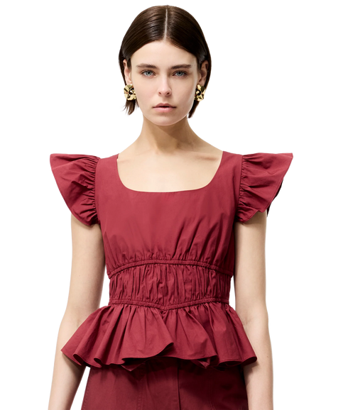 Cambria Cotton Scoop Neck Top - Summer Burgundy