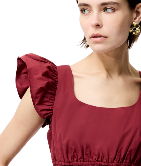 Cambria Cotton Scoop Neck Top - Summer Burgundy