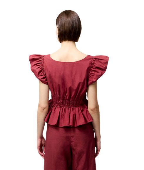 Cambria Cotton Scoop Neck Top - Summer Burgundy