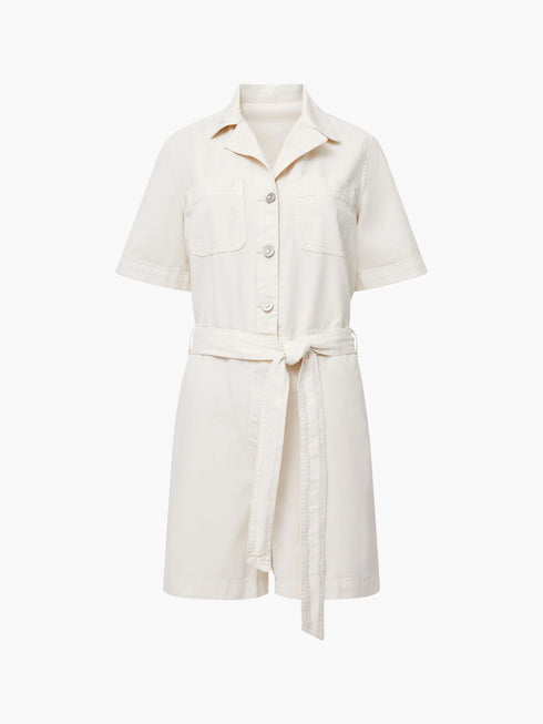 Dana Denim Ss Playsuit - Ecru
