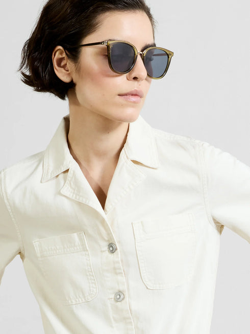 Dana Denim Ss Playsuit - Ecru