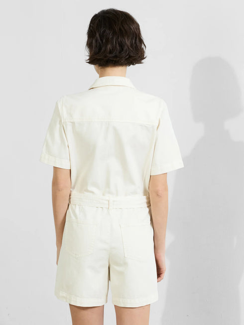 Dana Denim Ss Playsuit - Ecru