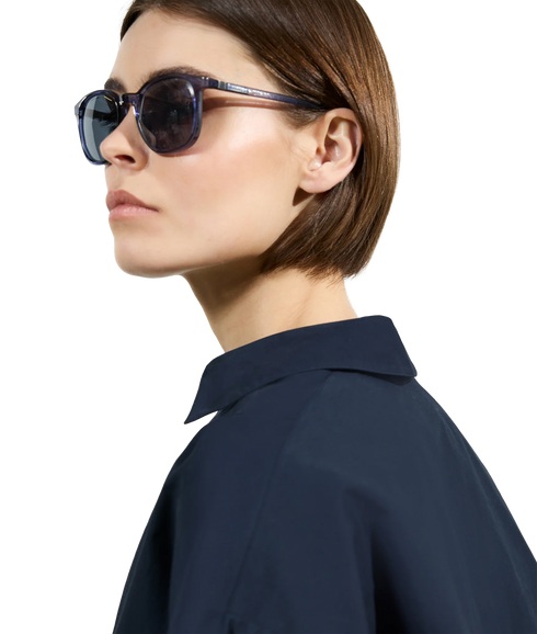 Alissa Cotton Popover - Navy/White