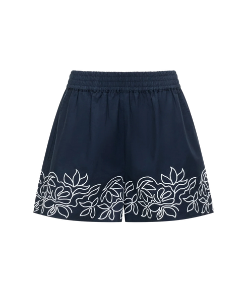 Alissa Cotton Shorts - Navy/White
