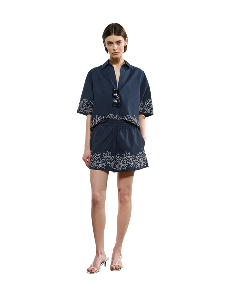 Alissa Cotton Shorts - Navy/White