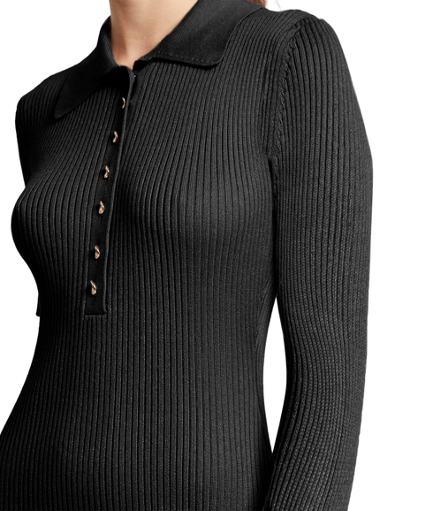 Mari L/S Collared Midi Dress