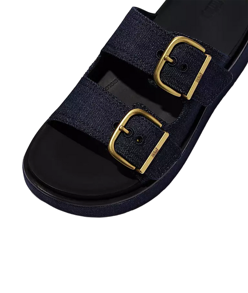 Gen-ff Max Buckle Two-Bar Denim Slides