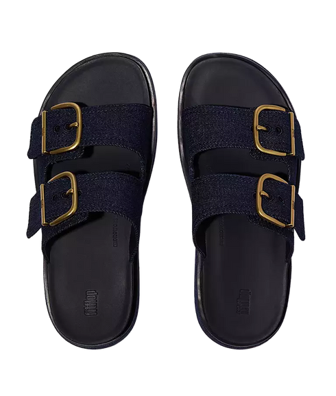 Gen-ff Max Buckle Two-Bar Denim Slides