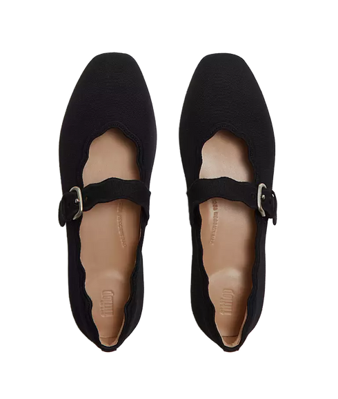 Delicato Wave-Edge Canvas Mary Janes