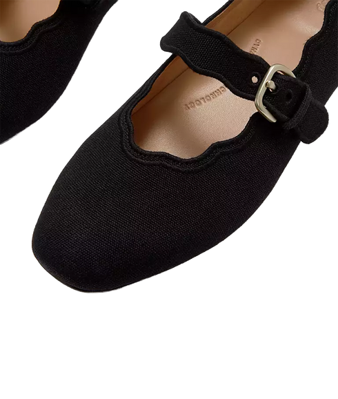 Delicato Wave-Edge Canvas Mary Janes