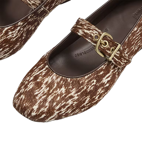 Delicato Pony Cow Mary Janes - Brown/White