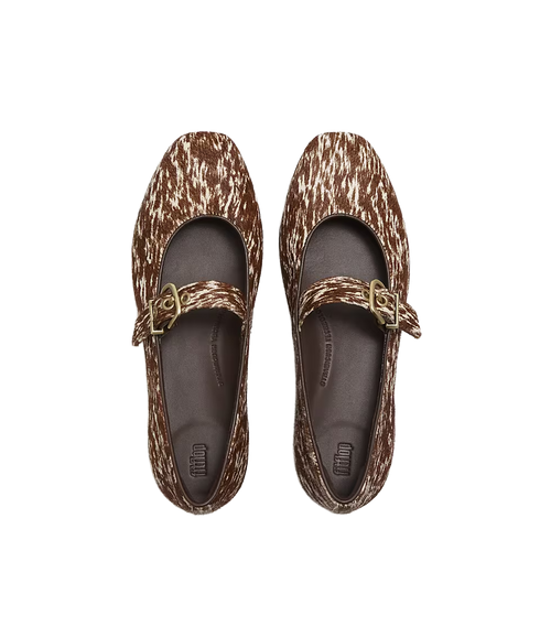 Delicato Pony Cow Mary Janes - Brown/White