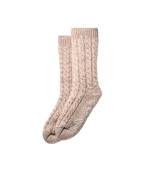 Elowyn Cable Knit Fleece Lined Socks - Black Confetti