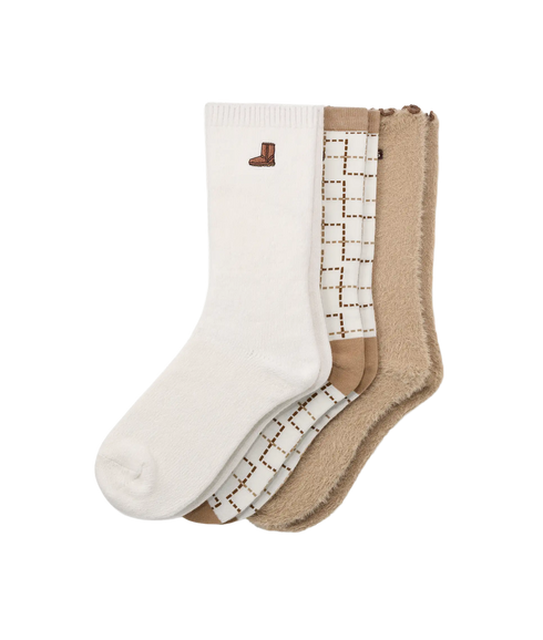 Ugg Classic Crew 3 Pack Socks - Classic Boot/Plaid/Sand