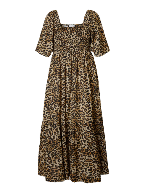 Dora Ss Aop Ankle Dress - Leopard