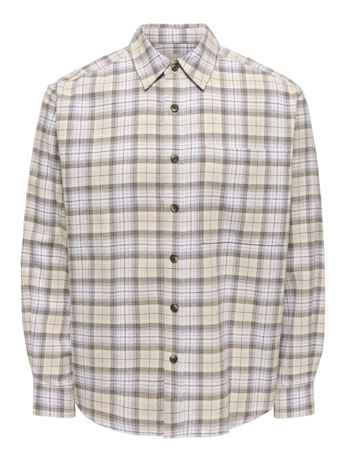Gudmund Loose LS Checked Shirt - Brown