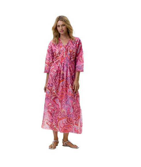 Long Poppy Dress - Pink Swirl