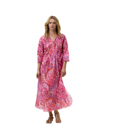 Long Poppy Dress - Pink Swirl