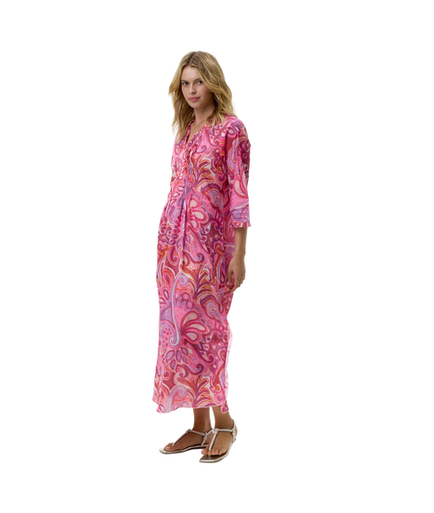 Long Poppy Dress - Pink Swirl