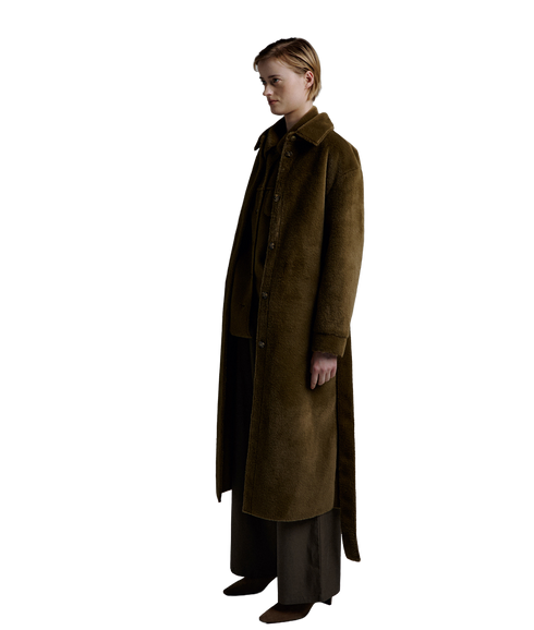 Belted Long Coat - Khaki