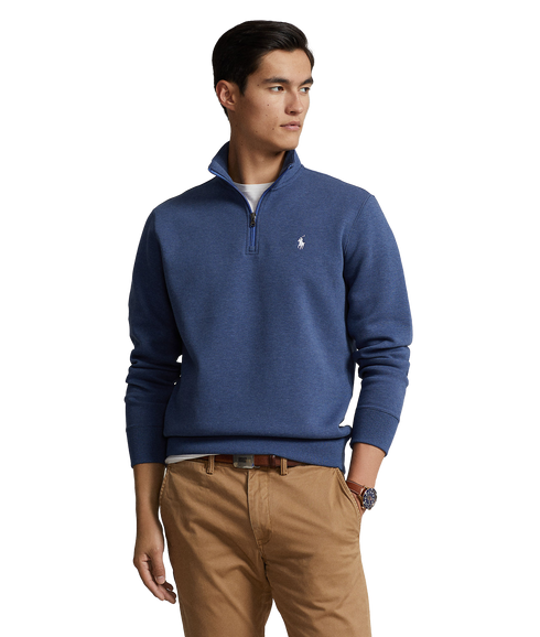 Double-knit Quarter-zip Pullover - Blue
