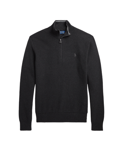 Mesh-knit Cotton Quarter-zip Sweater - Grey