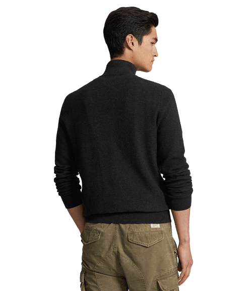 Mesh-knit Cotton Quarter-zip Sweater - Grey