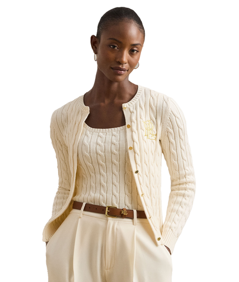 Cable-Knit Cotton Cardigan - Cream