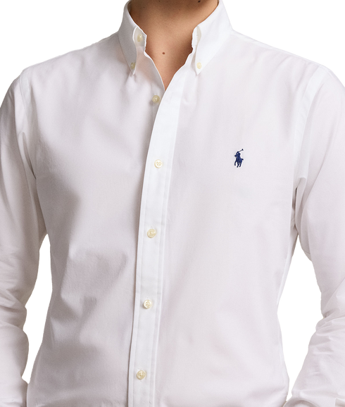 Custom Fit Stretch Poplin Shirt - White