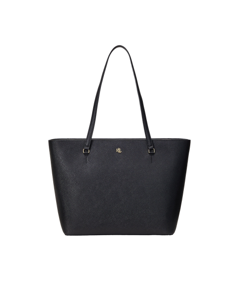 Crosshatch Leather Medium Karly Tote - Black