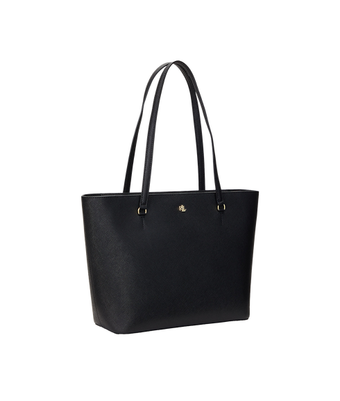 Crosshatch Leather Medium Karly Tote - Black