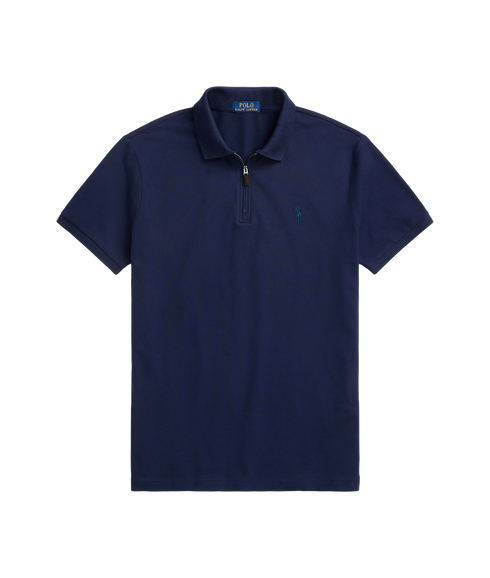 Custom Slim Fit Stretch Mesh Polo Shirt - Navy