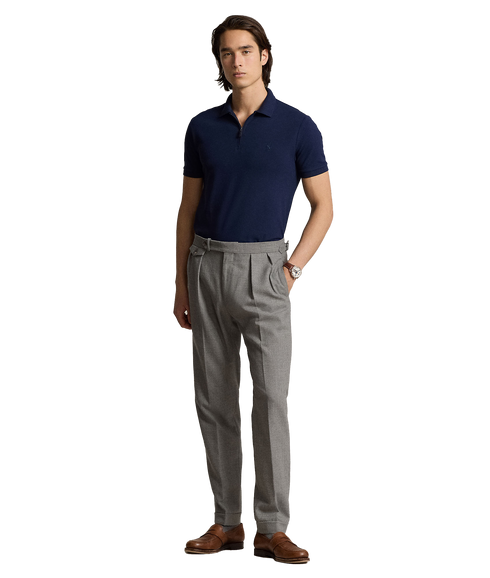 Custom Slim Fit Stretch Mesh Polo Shirt - Navy